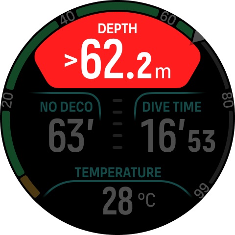 alarm max. diepte