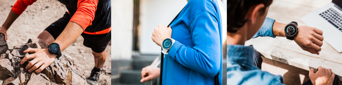 佩戴于腕间的 Suunto 9 腕表