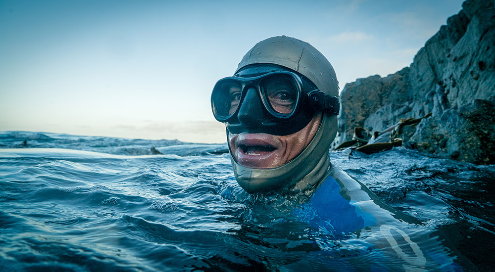 Will Trubridge after crossing the Cook Strait like a dolphin.